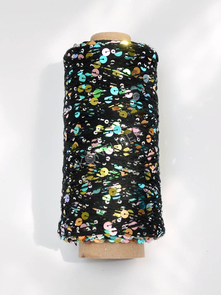 WOLLE HALLE Paillettengarn - Black Unicorn (AJ219)