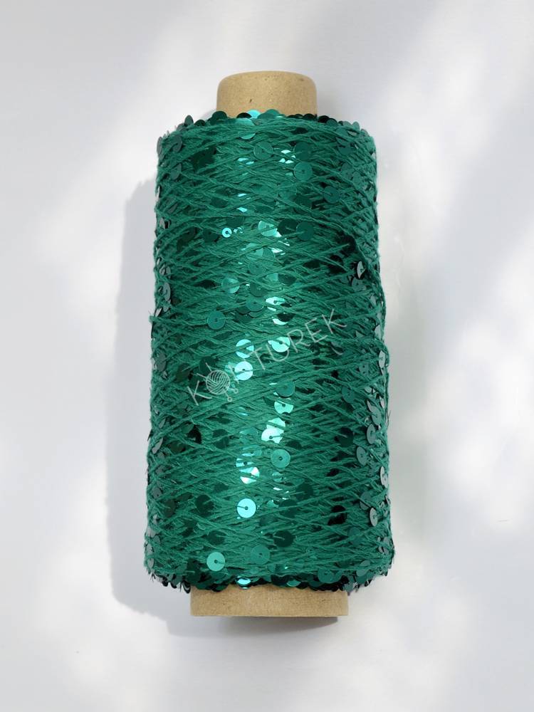 WOLLE HALLE Paillettengarn - Emerald (AJ081)