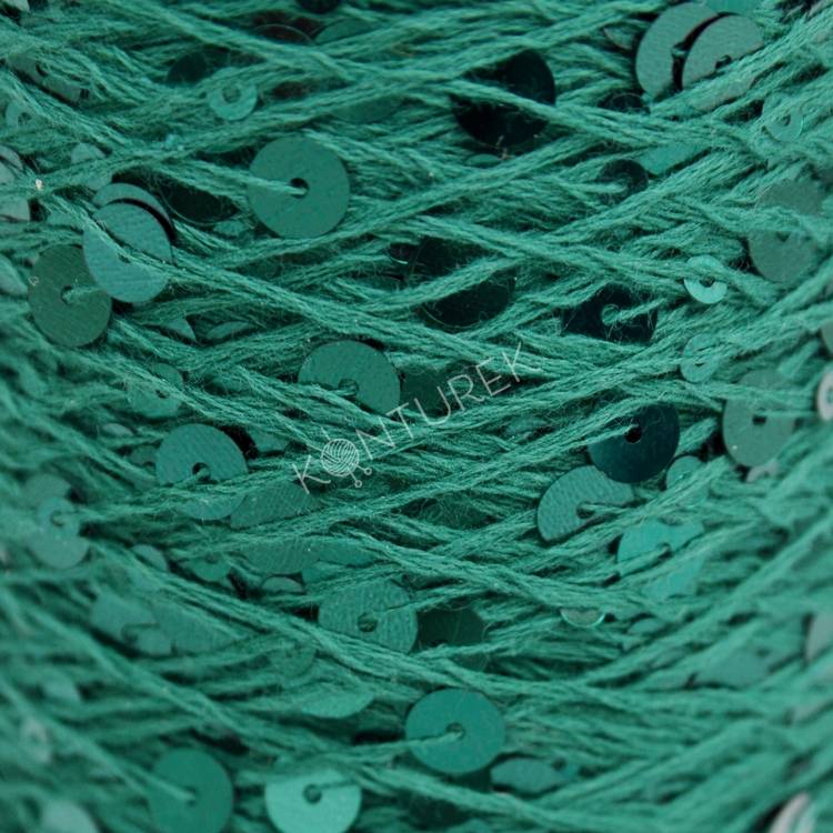 WOLLE HALLE Paillettengarn - Emerald (AJ081) - obrazek 2